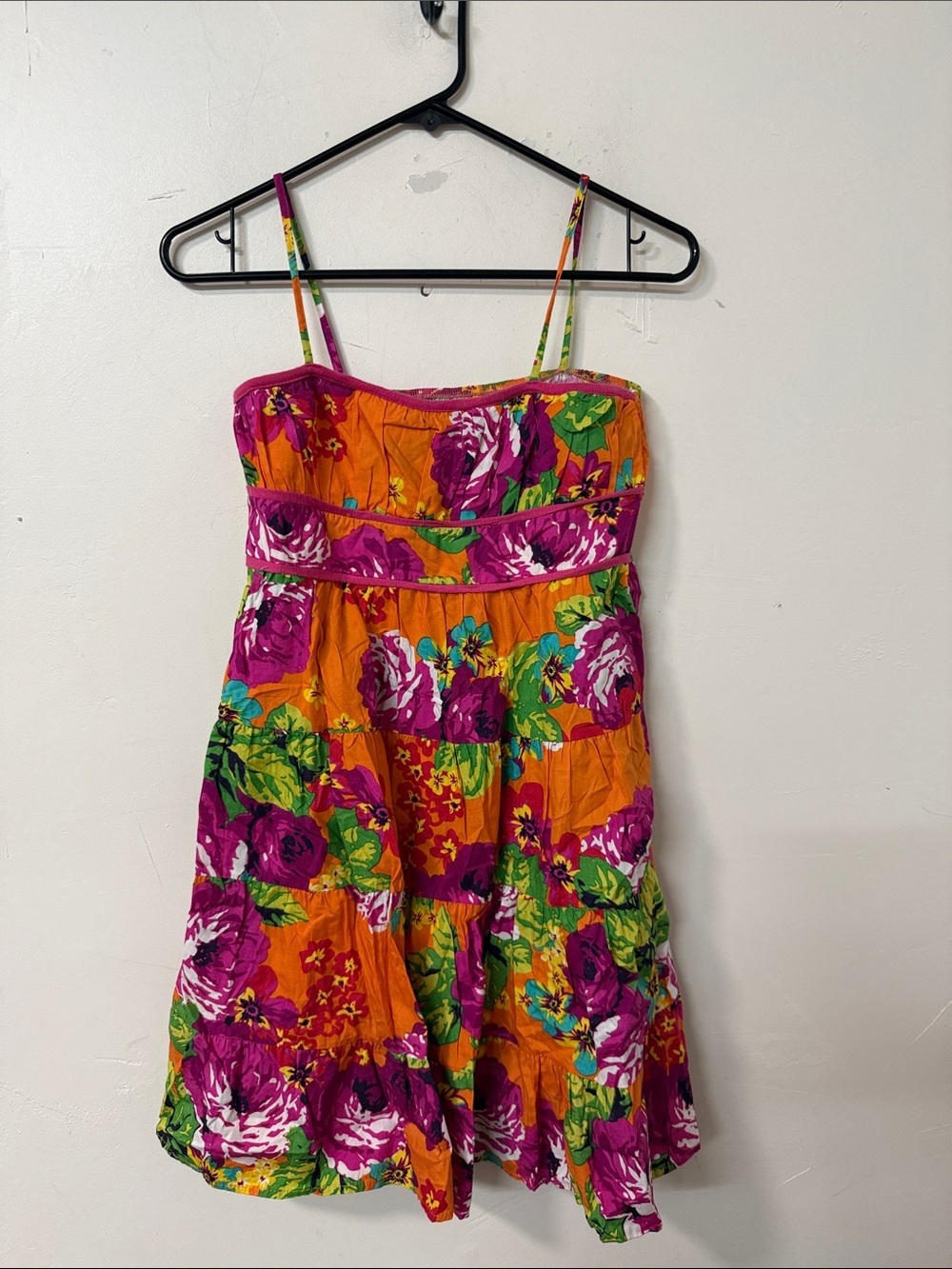 Hype Orange Floral Sundress with Pink & Green Prints